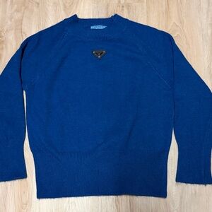Prada Women's Navy Crewneck Sweater